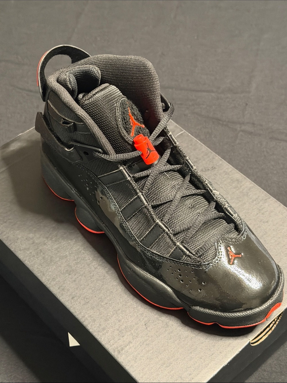 Jordan Boy’s BLACK/INFRARED Low-Top Basketball Sneakers